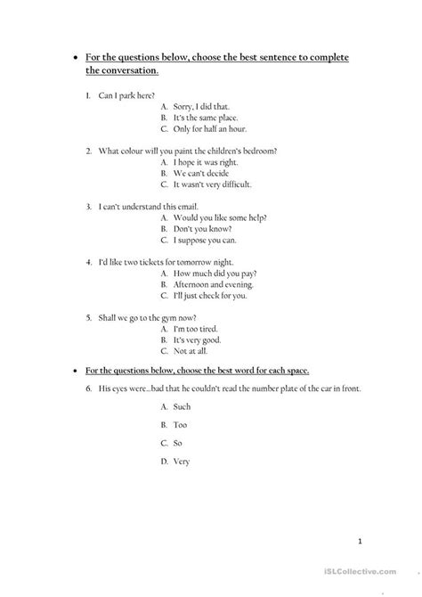 English Placement Test A1 C1 Worksheet Free Esl Printable Free Esl