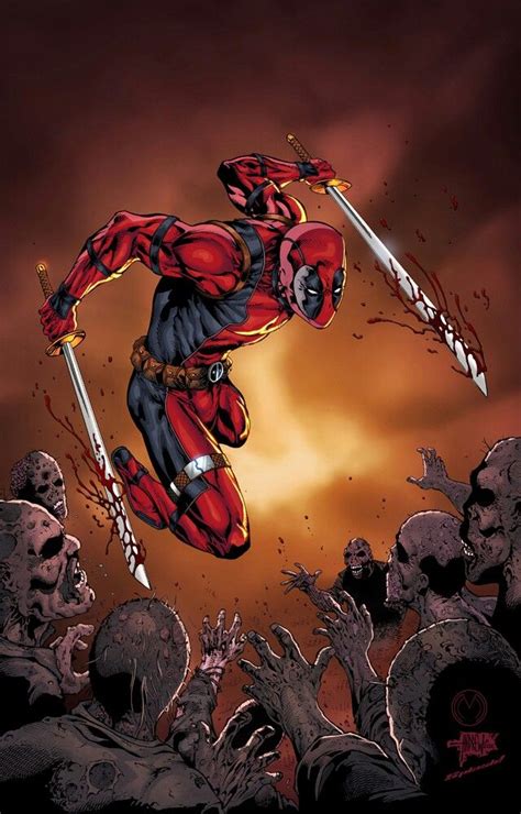 Deadpool Vs Zombies By Marat Deadpool Cómic Marvel Deadpool Caricatura