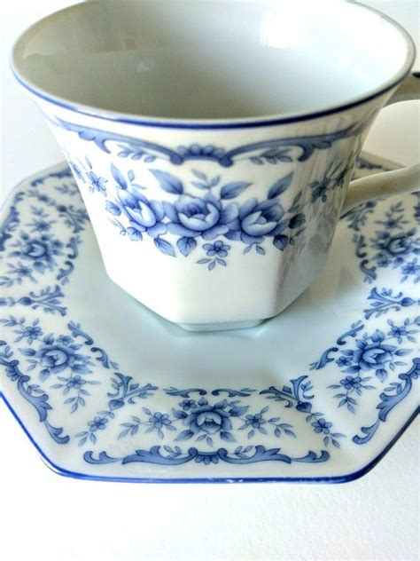 Vintage Japanese Blue Rose Tea Cup Saucer Nagoya Shokai Blue Garden