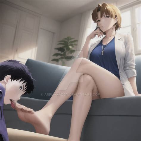 Evangelion Foot Worship 7 Ritsuko X Shinji By Arphaxadcy On Deviantart