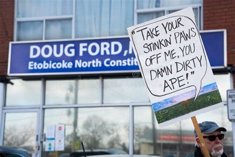 Protestor Tells Ontario Premier Doug Ford To Keep Hands Off Greenbelt Editorial Image Image Of