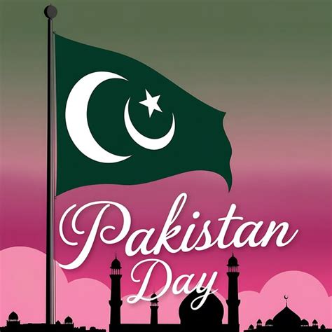 Illustration For Pakistan Day Featuring Minar And Flag Premium Ai