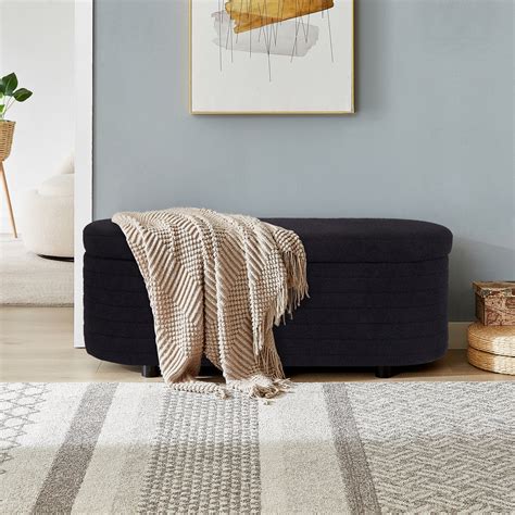 HUTWIFE Storage Ottoman Upholstered Window Sitting Bench For Bedroom