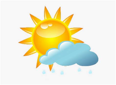 #sun Rain Sol Lluvia - Sunny And Cloudy Clipart, HD Png Download - kindpng