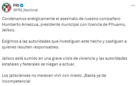 EL ASESINATO DE HUMBERTO AMEZCUA EN JALISCO ES UNA PRUEBA MÁS DE LA