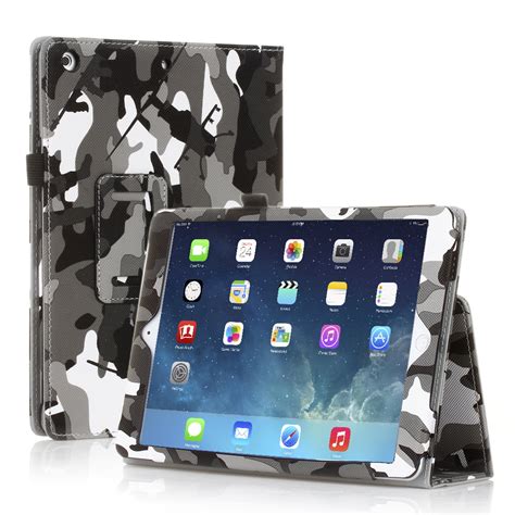 Ipad Mini Case Camouflage Black And Gray Slim Fit Synthetic Leather Folio Case Stand With