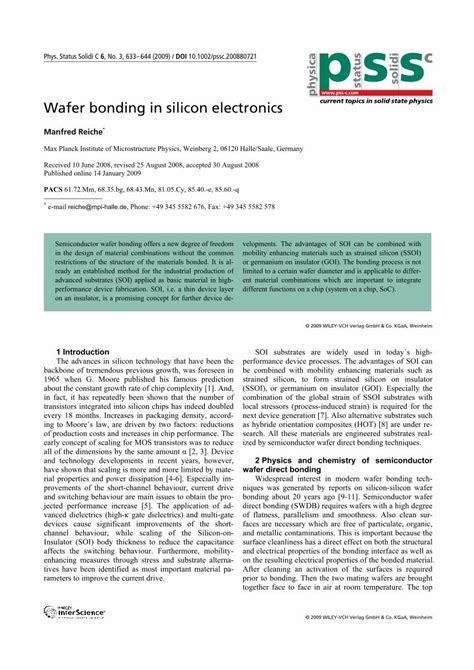 PDF Wafer Bonding In Silicon Electronics DOKUMEN TIPS