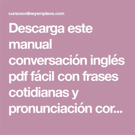 Descarga este manual conversación inglés pdf fácil con frases