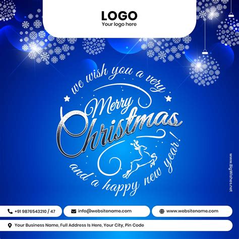 Professional Christmas Wishes Business Card With Logo