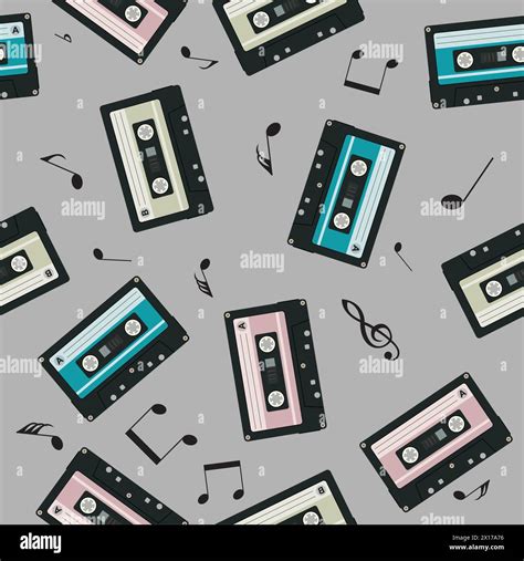 Vector Seamless Audio Cassettes Background Retro Equipment For Audio