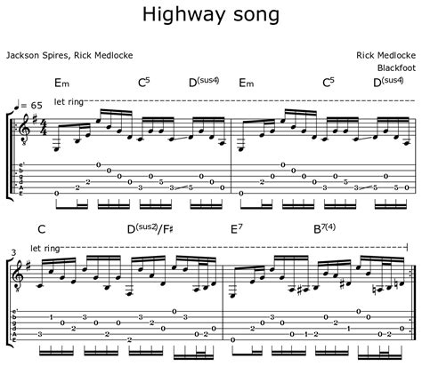 Highway song - Sheet music for Electric Guitar