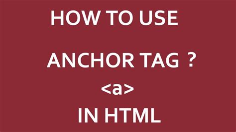 How To Use ANCHOR Tag In HTML 2022 YouTube