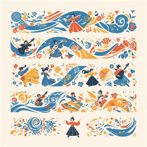 Premium Vector Vietnamese Folk Dance Patterns With Lively Movements