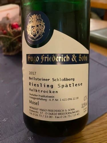 Hugo Friederich Sohn Beilsteiner Schlossberg Sp Tlese Riesling