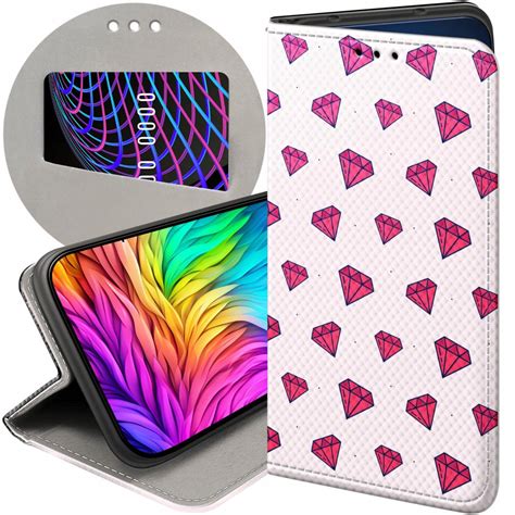 ETUI Z KLAPKĄ DO LG K50 Q60 WZORY CYRKONIE DIAMENTY KRYSZTAŁY FUTERAŁ