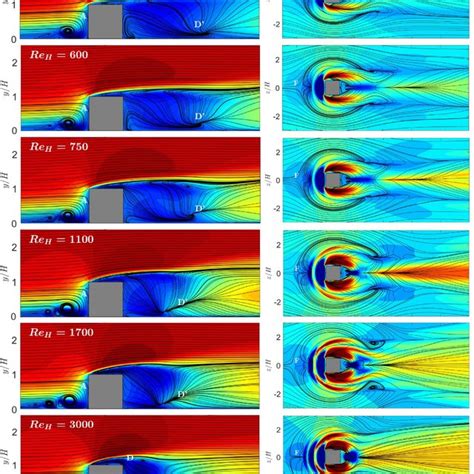 Mean Flow Streamlines And Time Averaged Streamwise Velocity Contours