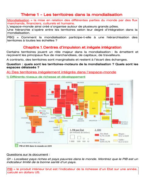 Thème 1 Les Territoires Dans La Mondialisation Hg Stmg