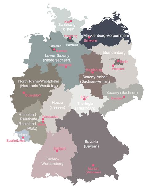 Germany Map With States And Cities Joela Mabelle