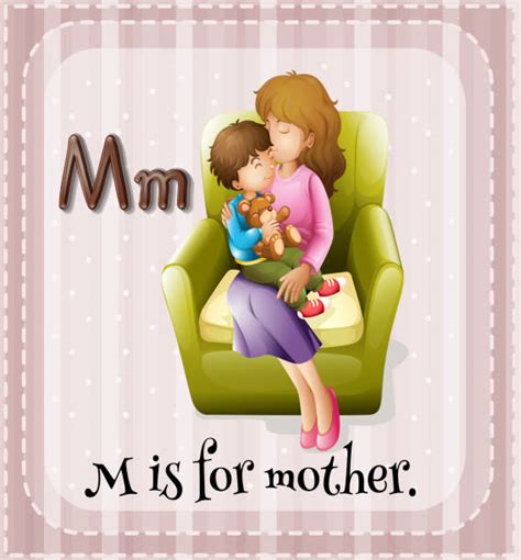 Flashcard Alphabet M Is For Mother Illustrations Royalty Free Vector