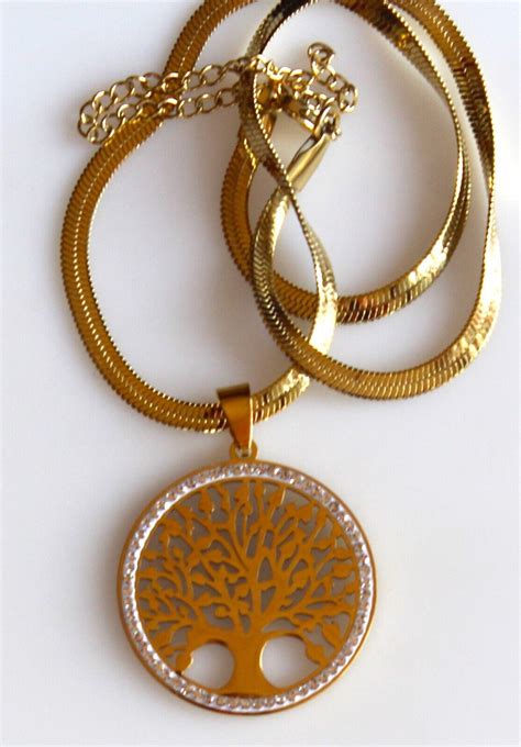 Pendentif Arbre de Vie orné de Zircons avec Collier Acier Inoxydable