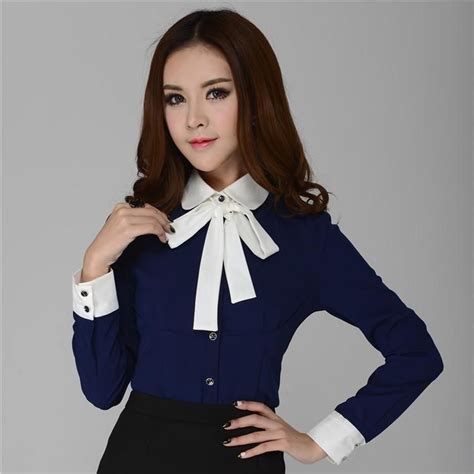 Buy New Style 2015 Spring Formal Women Shirts Blue