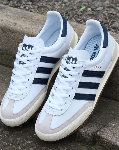 Adidas Jeans Trainers White Navy Retro Classic 80s Casual Classics