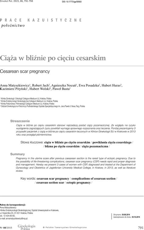 Ciąża w bliźnie po cięciu cesarskim PDF Darmowe pobieranie