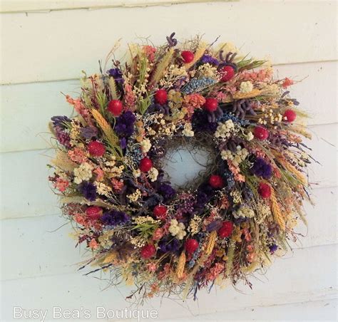 Romantic Fall Wreath Wildflowers Dried Floral Wreath Year Round