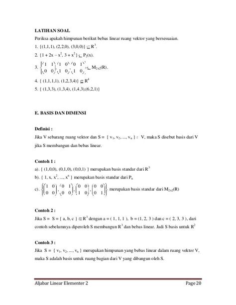 Contoh Soal Aljabar Linear Dan Penyelesaiannya Pdf Lembar Edu