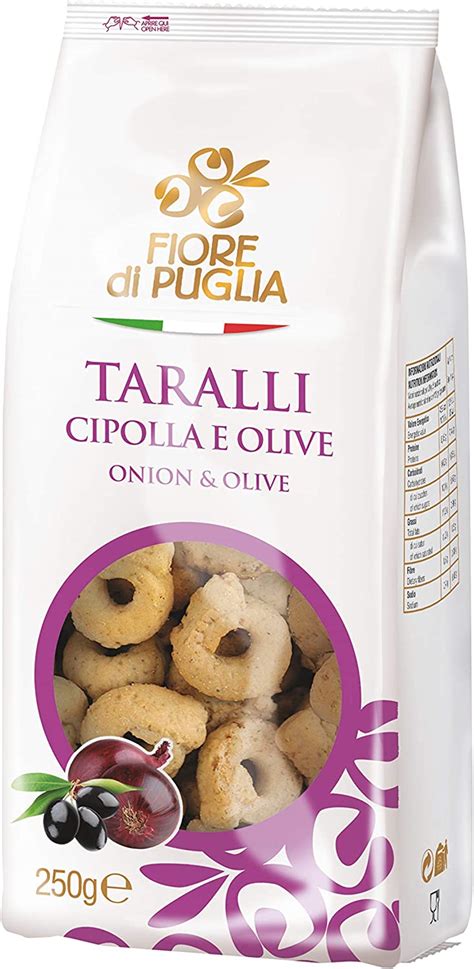 TARALLI CIPOLLA E OLIVE Con Olio Extra Vergine Di Oliva 250grx5pezzi