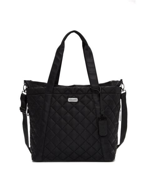 Steve Madden Sporty Quilted Nylon Tote In Black Lyst