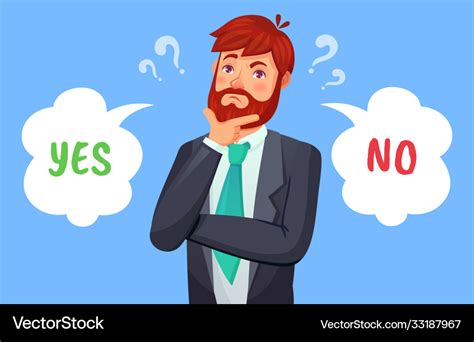 Man Making Decision Yes Or No Choice Male Person Vector Image