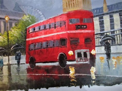 LONDON BUS AND BIG BEN OIL PAINTING – London Art and Souvenirs