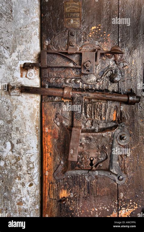 Old Wooden Door Lock And Bolt Stock Photo Alamy