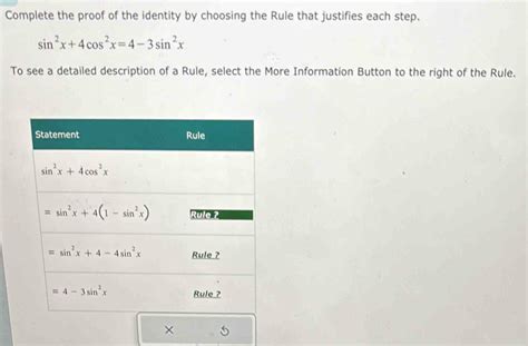 Solved Complete The Proof Of The Identity By Choosing The Rule That