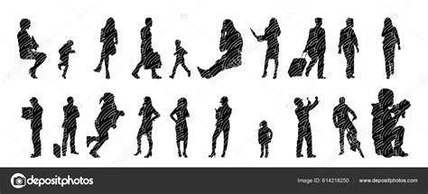 Vector Silhouettes Outline Silhouettes People Contour Drawing People