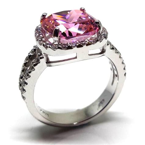 4 ct. pink diamond simulant halo engagement ring - Luxuria