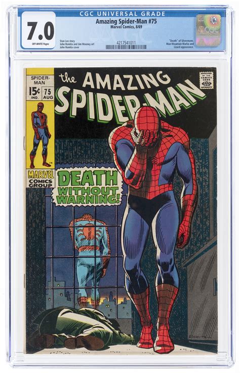 Hake S AMAZING SPIDER MAN 75 AUGUST 1969 CGC 7 0 FINE VF