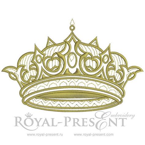 Gold Royal Crown Embroidery Design Sizes Royal Present Embroidery