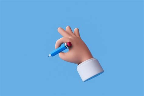 Premium Photo 3d Rendering Of Cartoon Character Hand Holds Pencil