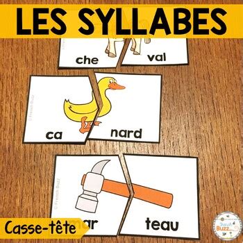 French Syllables Puzzles Casse têtes de 2 syllabes Jeu de syllabe