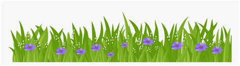 Purple Flower Clipart Grass - Transparent Background Grass Cartoon, HD ...