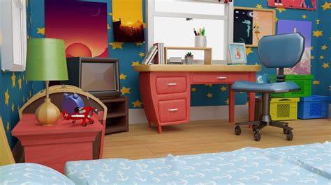 3d Model Cartoon Bedroom 3d Model Vr Ar Low Poly Cgtrader