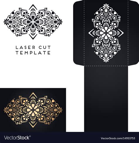 Wedding Card Laser Cut Template Royalty Free Vector Image