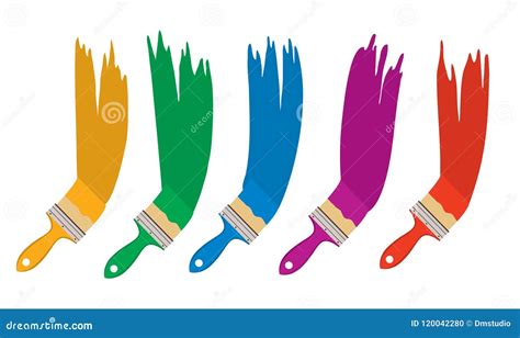 Vector Set Of Artist Colorful Paint Brushes Stock Vector Illustration