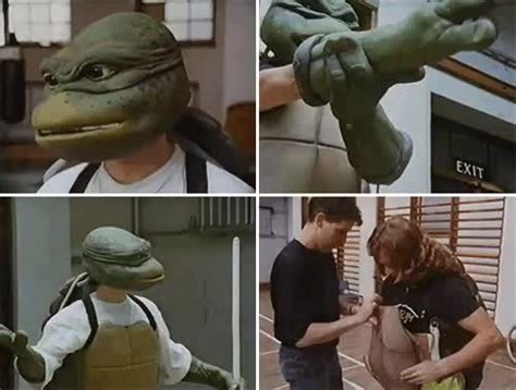 Actors Testing The Costumes For The Movie Teenage Mutant Ninja Turtles 1990 Iconic Movies