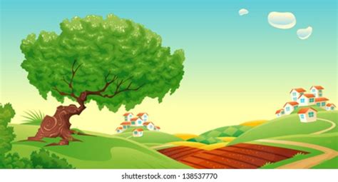 Countryside Vector Cartoon Landscape Objects Isolated Stock Vector (Royalty Free) 47778361 ...