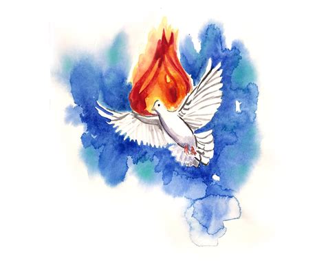 Holy Spirit Dove Pentecost Flame Print 8x10 5x7 Catholic Watercolor ...