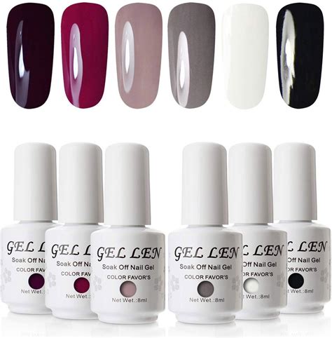 Gellen Soak Off Gel Nail Polish Set 6 Colours Uv Led Gel Polish 8ml