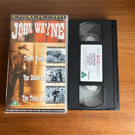 John Wayne 3 Films Vhs Tape Texas Terror The Dawn Rider The Trail